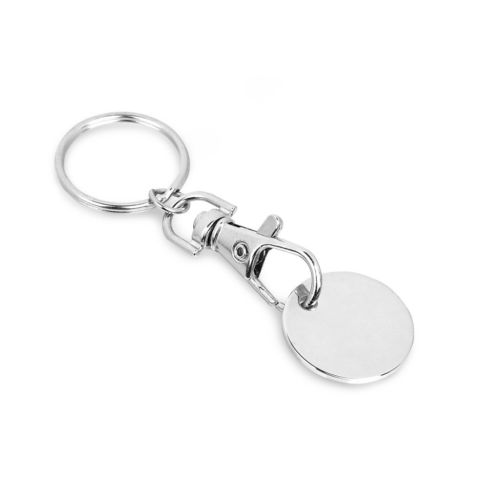 Chaveiro em metal com formato de moeda SP-93089-107 na cor Cromado