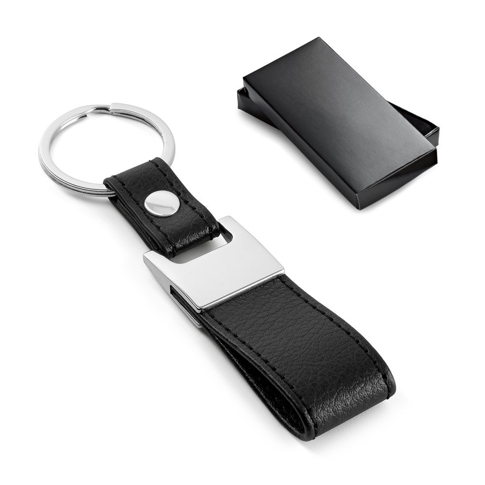 Chaveiro em metal e c. sintético SP-93353-103 na cor Preto