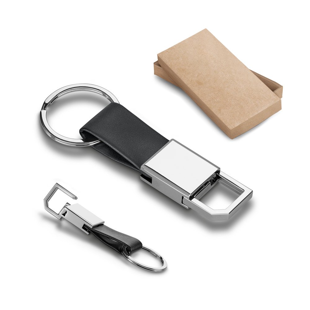 Chaveiro em c.sintético e metal SP-93363-103 na cor Preto