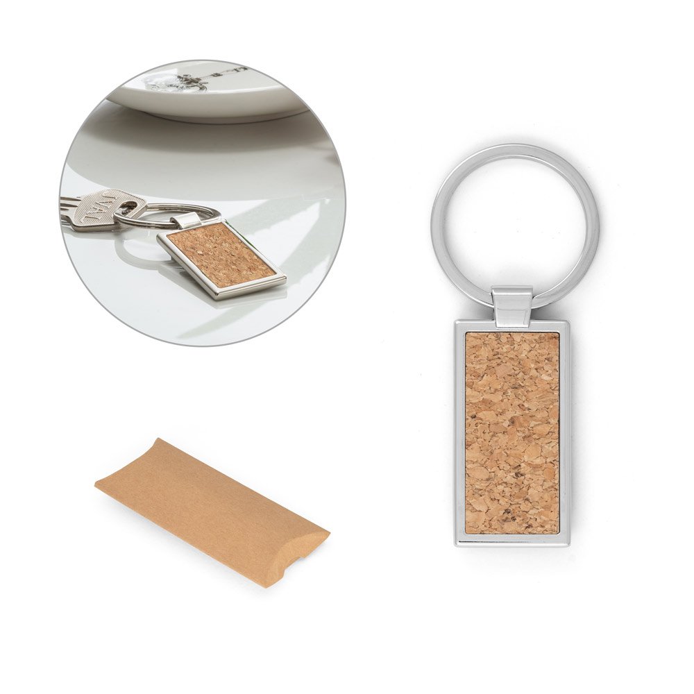 Chaveiro em cortiça e metal SP-93371-160 na cor Natural