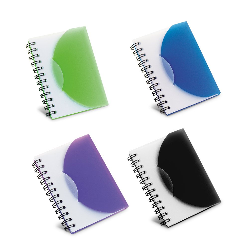 Caderno A7 espiral de capa semi-rígida em PP, com folhas lisas SP-93476-132 na cor Roxo
