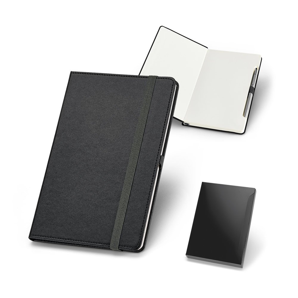 Caderno A5 de capa dura em c.sintético, com páginas lisas SP-93497-103 na cor Preto