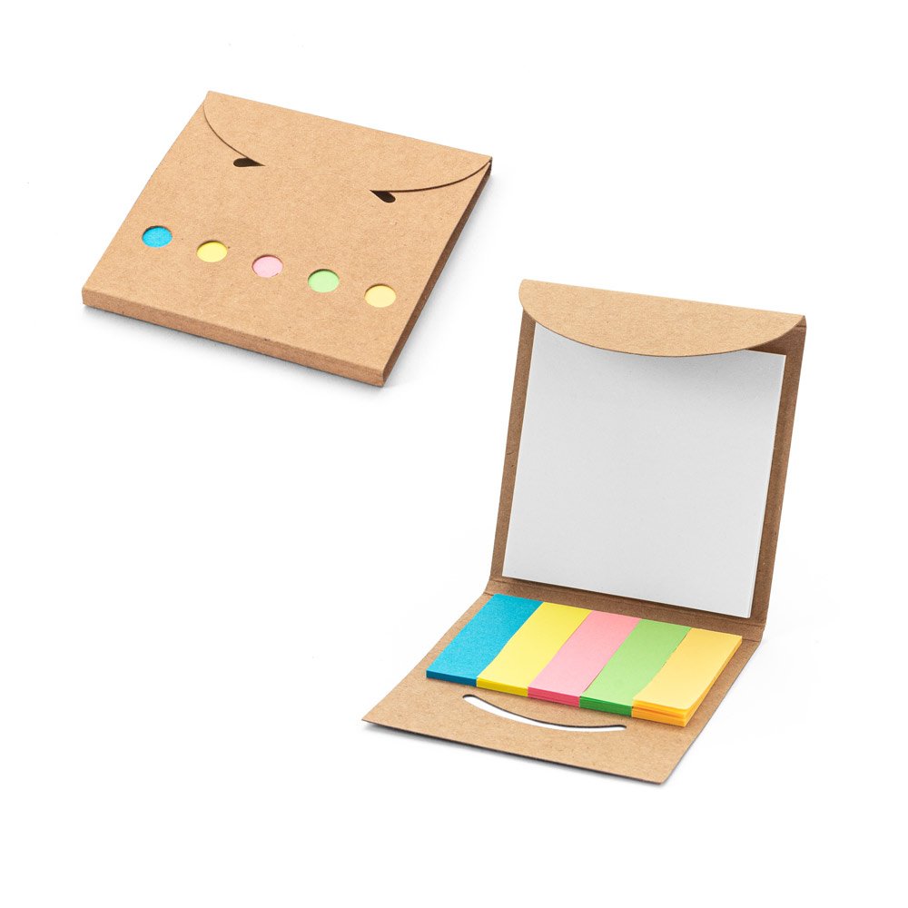 Conjunto para escritório, em papel 100% reciclado, com 6 blocos adesivados SP-93663-160 na cor Natural