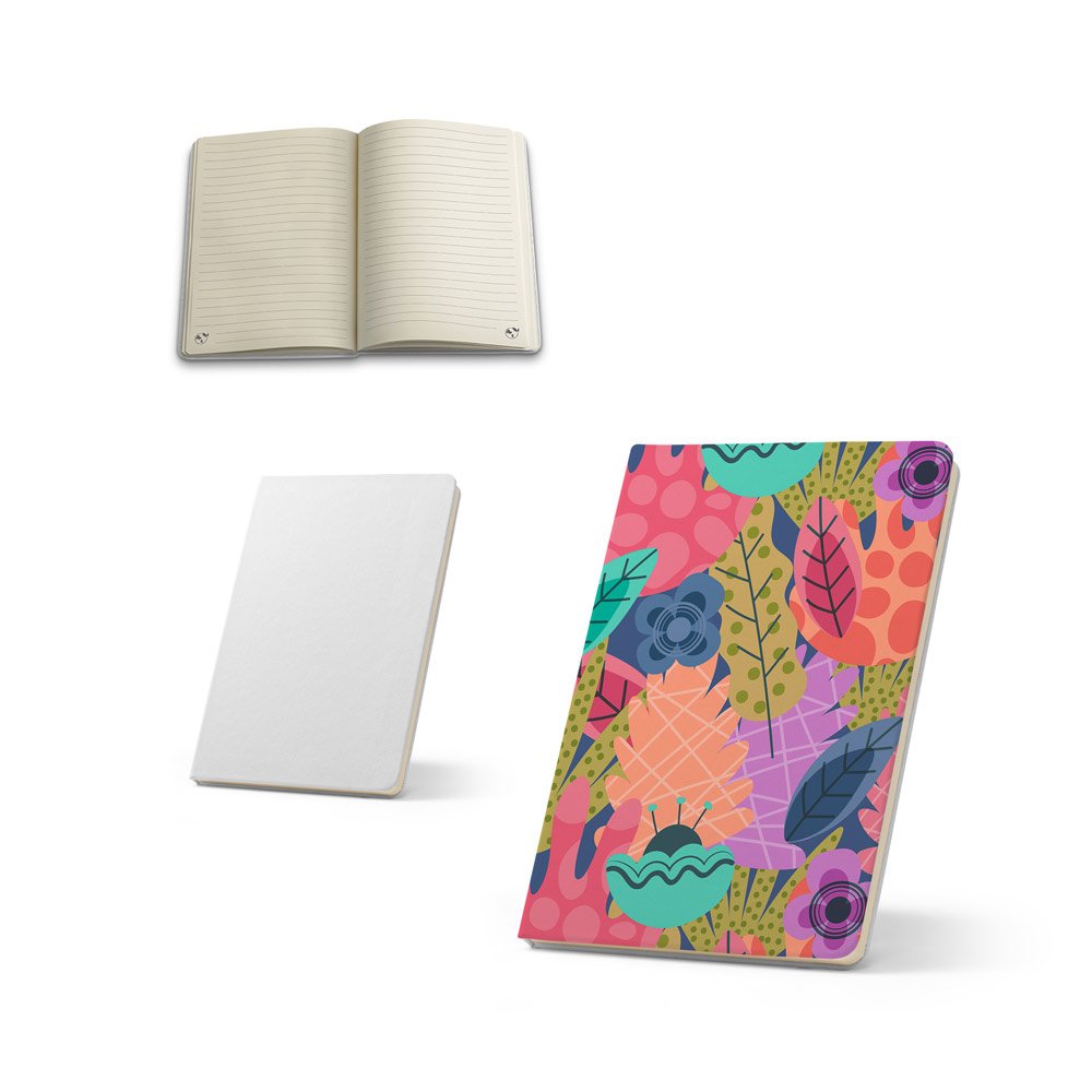 Caderno A6 com capa rígida, ideal para personalização em sublimação SP-93670-106 na cor Branco