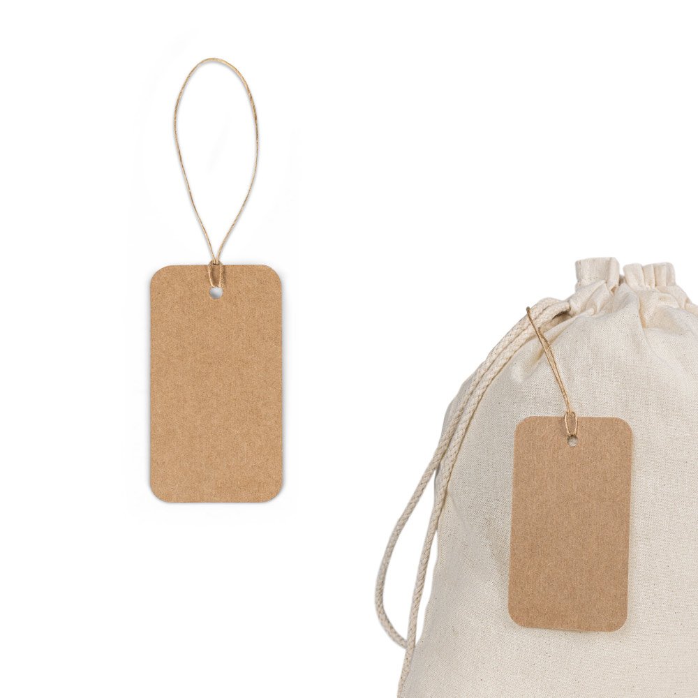 Etiqueta em papel 100% reciclado (700 g/m²) com formato retangular SP-93671-160 na cor Natural