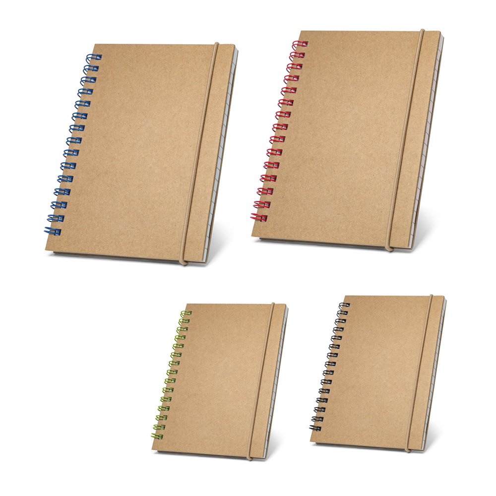 Caderno de bolso espiral de capa dura em cartão, com páginas pautadas recicladas SP-93707-103 na cor Preto