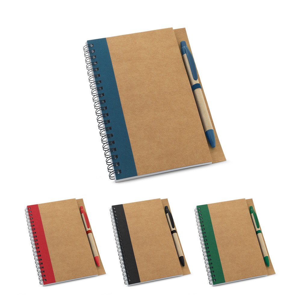 Caderno B6 espiral de capa dura em cartão, com páginas lisas recicladas SP-93715-109 na cor Verde