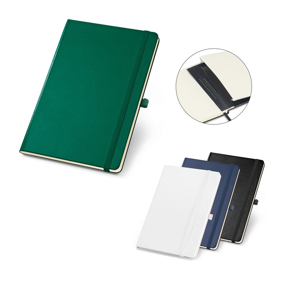 Caderno B6 de capa dura com páginas lisas SP-93727-109 na cor Verde