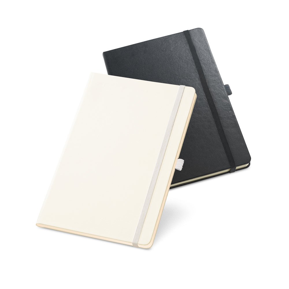 Caderno A5 de capa dura com páginas pautadas SP-93728-106 na cor Branco