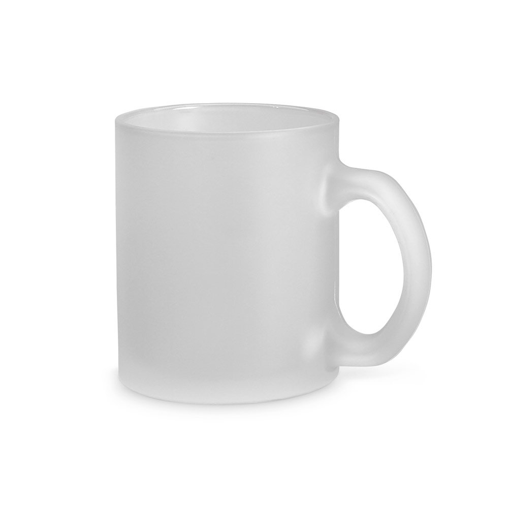 Caneca em vidro com efeito fosco (340 mL) SP-93804-106 na cor Branco