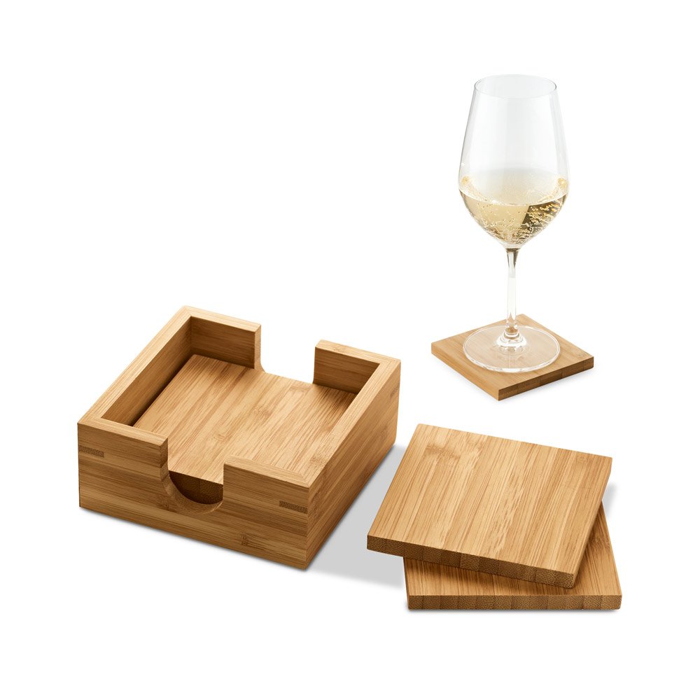 Conjunto de 4 porta copos em bambu SP-93967-160 na cor Natural