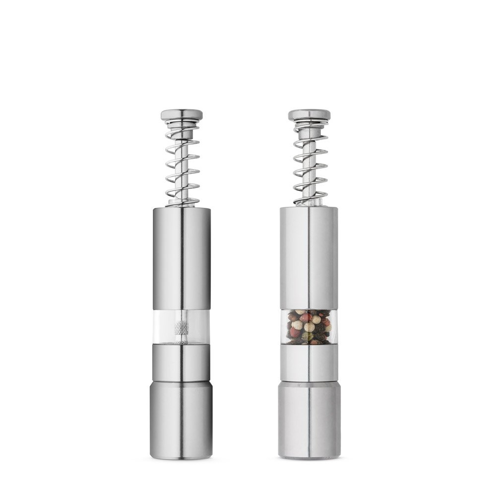 Saleiro ou pimenteiro em aço inox SP-93989-127 na cor Cromado satinado