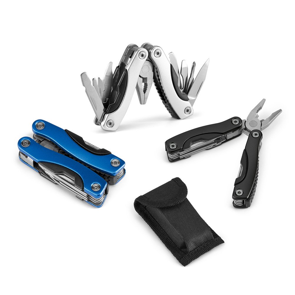 Mini alicate multifunções com 9 funções em aço inox e alumínio SP-94016-114 na cor Azul royal