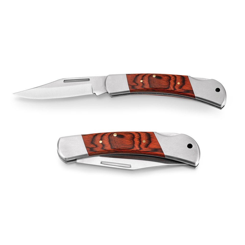 Canivete em aço inox e madeira SP-94031-170 na cor Natural escuro