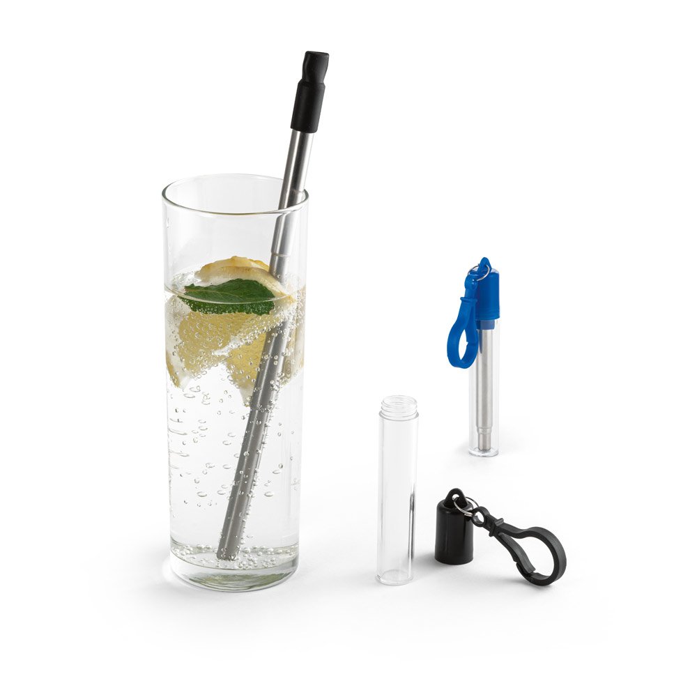 Conjunto de canudo em aço inox e escova de limpeza SP-94057-103 na cor Preto