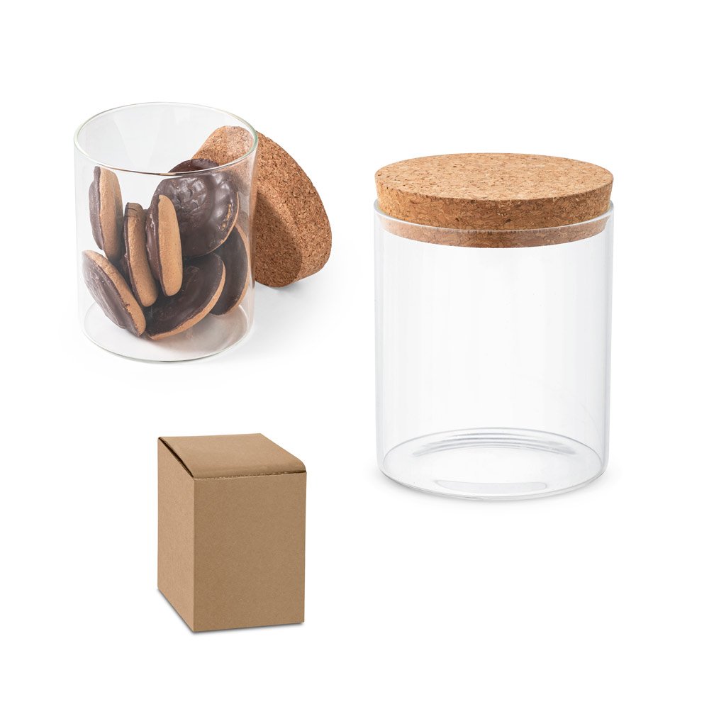 Frasco em vidro borosilicato com tampa de cortiça 700 mL SP-94079-160 na cor Natural