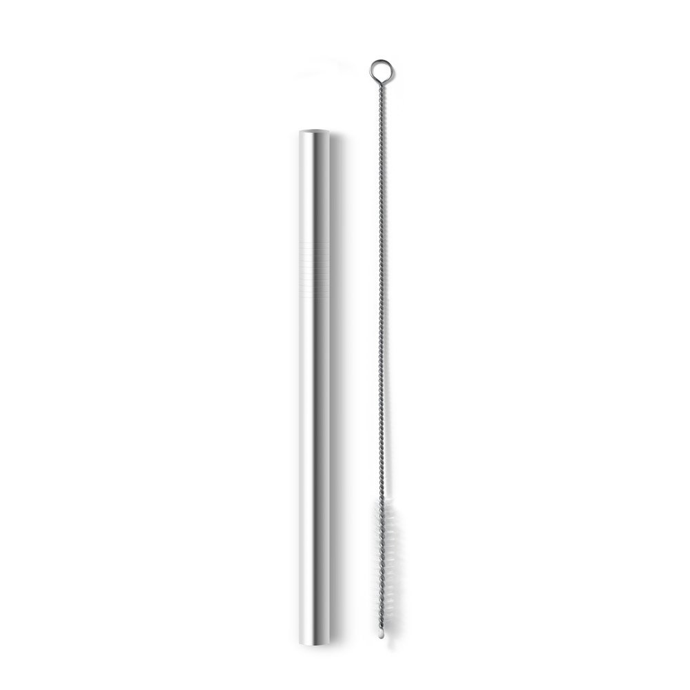 Canudo em aço inox com escova de limpeza SP-94095-107 na cor Cromado