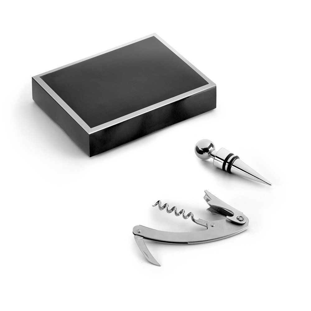 Conjunto para vinho em zinco e inox SP-94191-127 na cor Cromado satinado