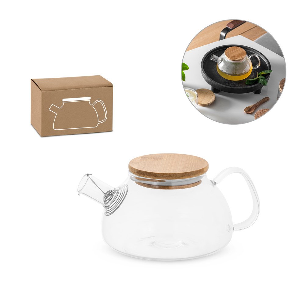 Bule em vidro borossilicato com infusor em aço inox (750 mL) SP-94238-160 na cor Natural