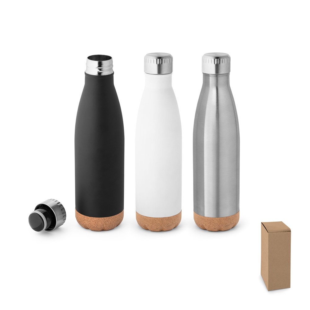 Garrafa térmica em aço inox de parede dupla isolada a vácuo (560 mL) SP-94240-103 na cor Preto