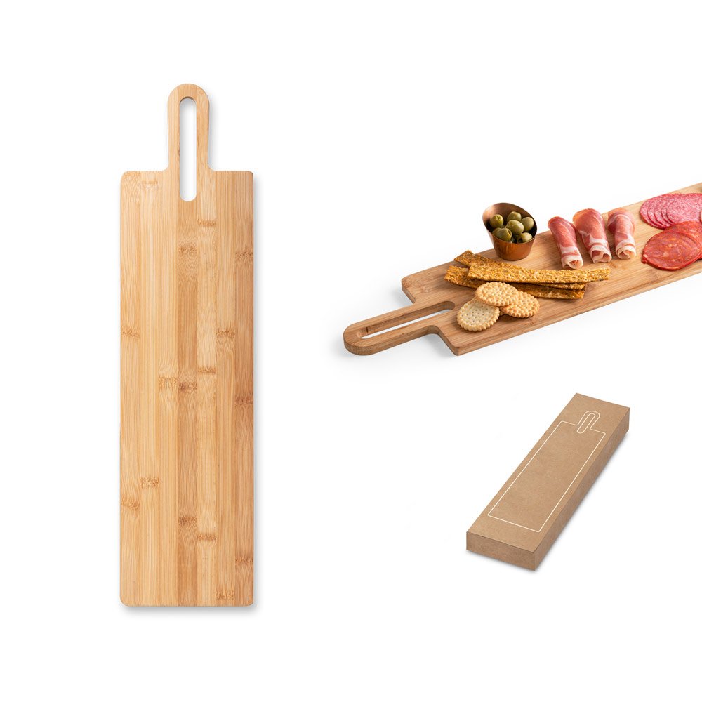 Tábua de servir aperitivos em bambu com pega SP-94258-160 na cor Natural