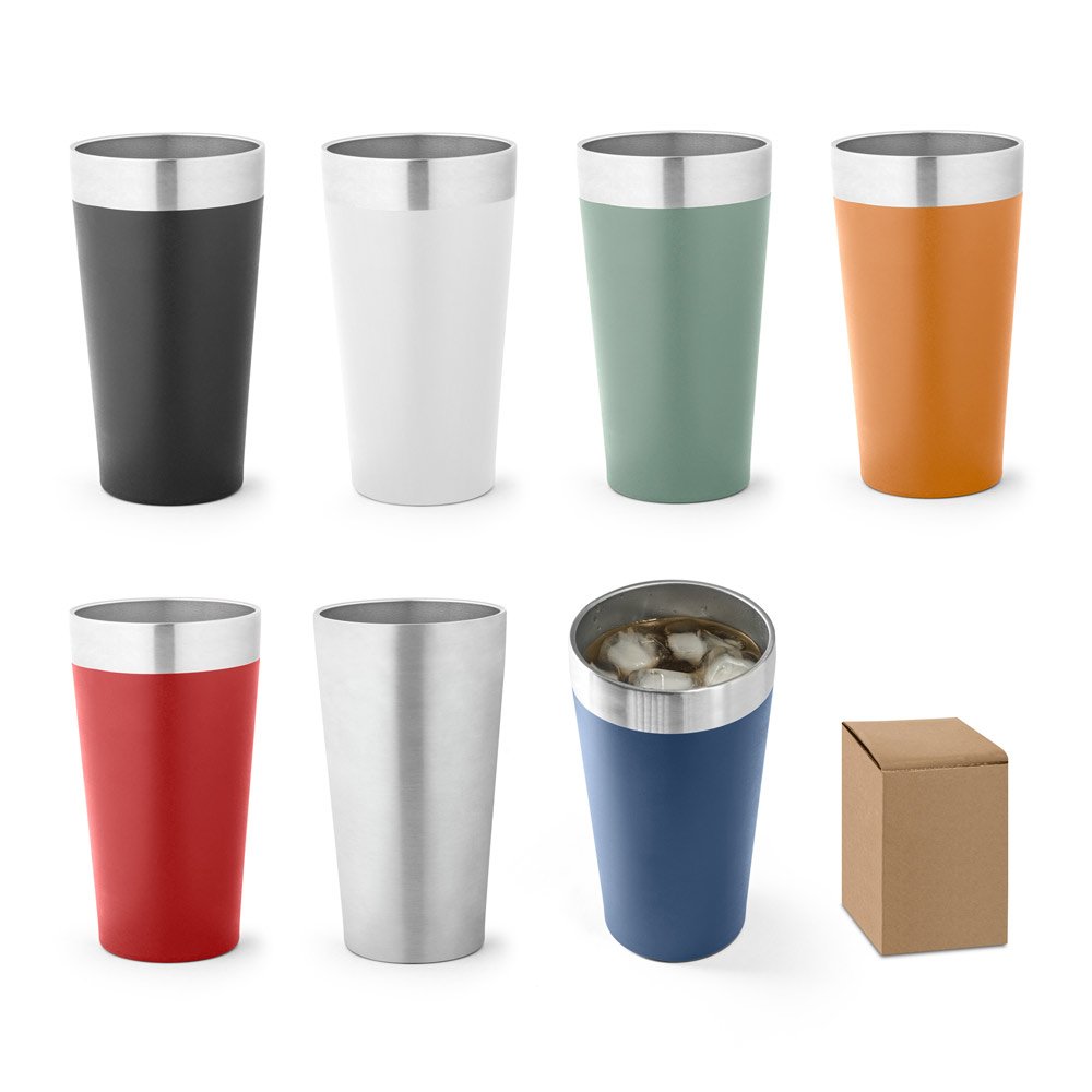 Copo de viagem em aço inox térmico, com parede dupla isolada a vácuo (540 mL) SP-94267-103 na cor Preto
