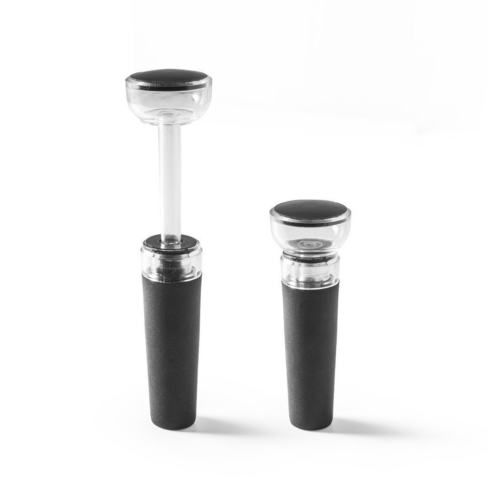 Rolha de vinho em PP com sistema de bomba de vácuo SP-94278-103 na cor Preto