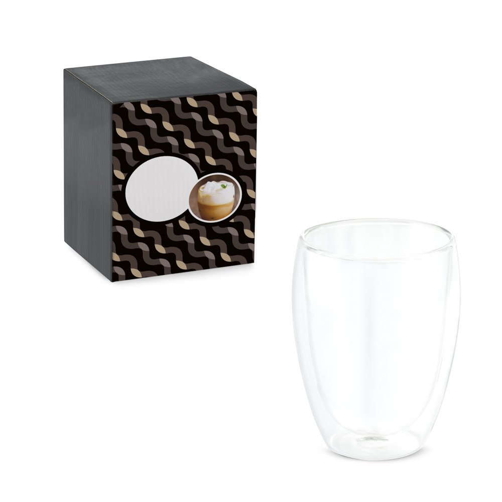 Copo em vidro borossilicato com parede dupla, isolada a ar (350 mL) SP-94280-110 na cor Transparente