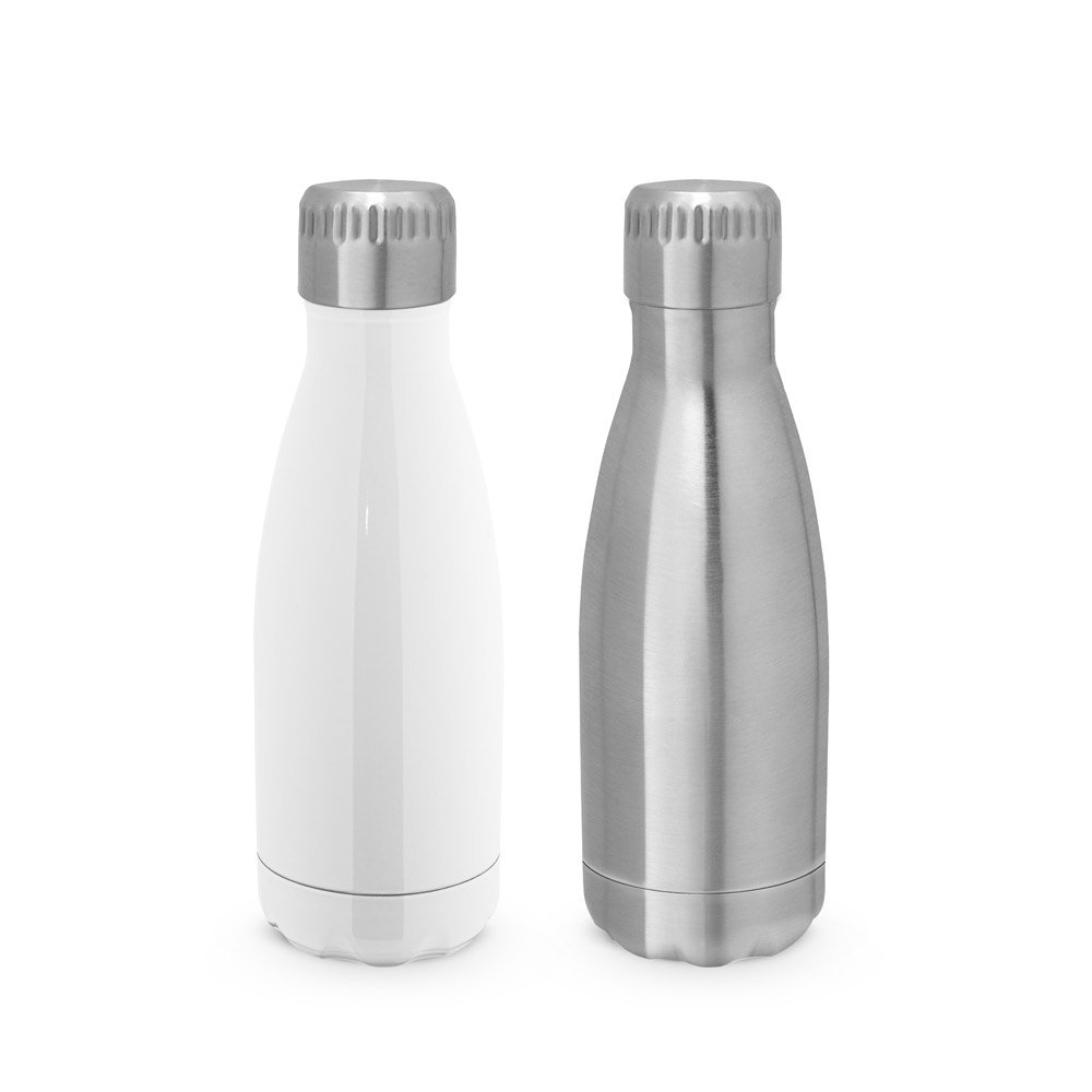 Garrafa térmica para sublimação em aço inox de parede dupla isolada a vácuo (380 mL) SP-94286-127 na cor Cromado satinado