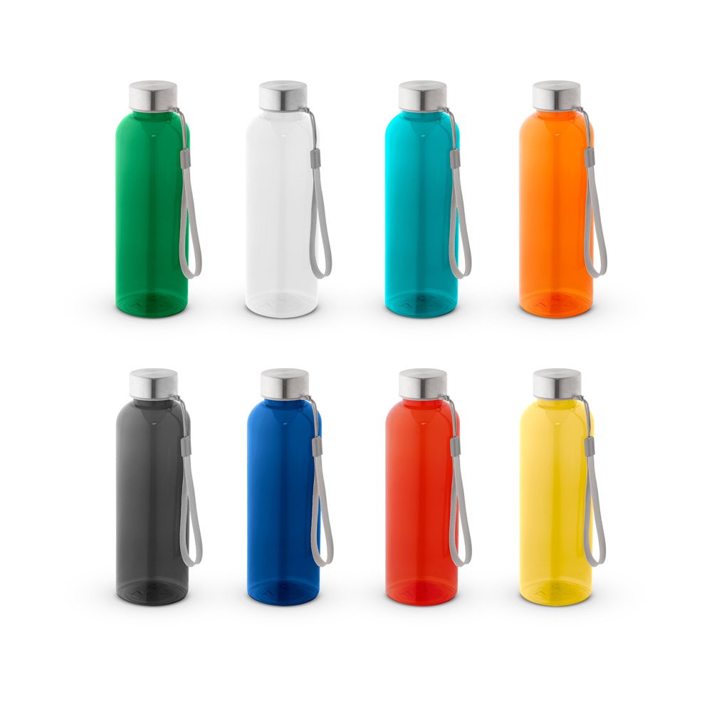 Squeeze em PET 100% reciclado com pega em corda (580 mL) SP-94326-128 na cor Laranja