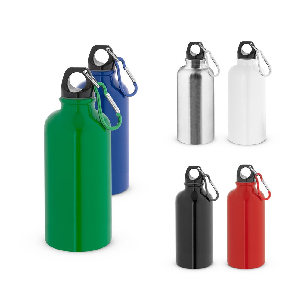 Squeeze esportiva em aço inox, de parede simples com acabamento brilhante (560 mL) SP-94378-103 na cor Preto
