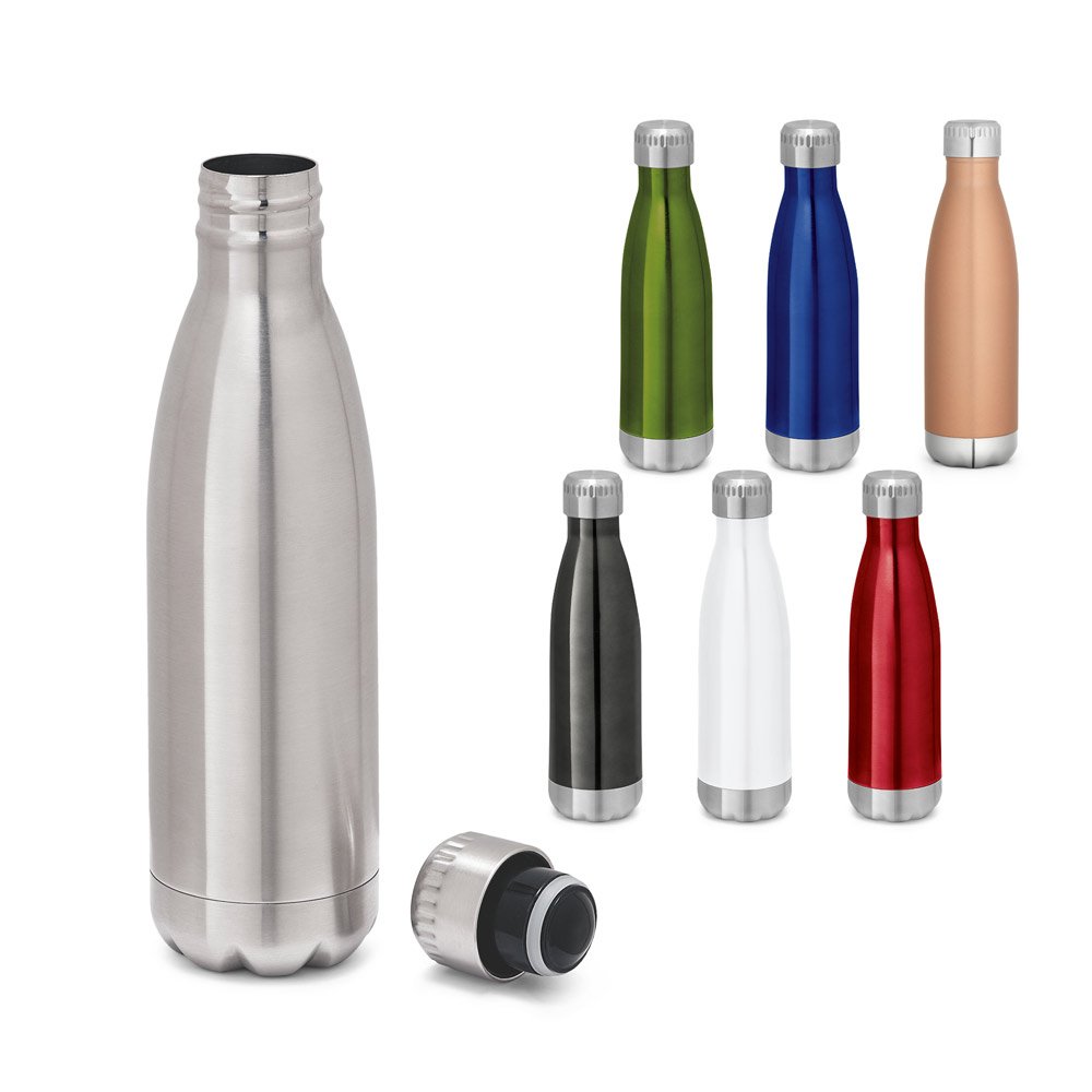 Garrafa térmica em aço inox de parede dupla isolada a vácuo (510 mL) SP-94550-127 na cor Cromado satinado