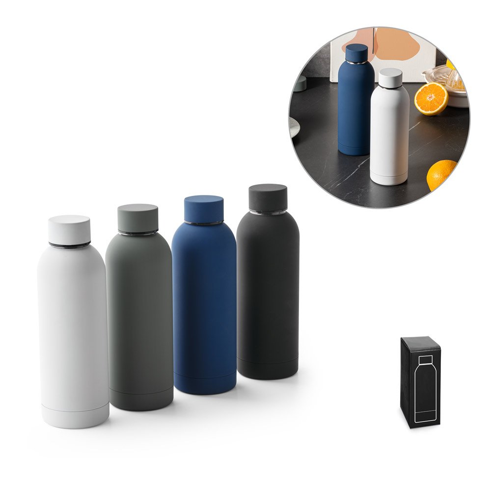 Garrafa térmica em aço inox 36% reciclado de parede dupla isolada a vácuo (550 mL) SP-94603-106 na cor Branco