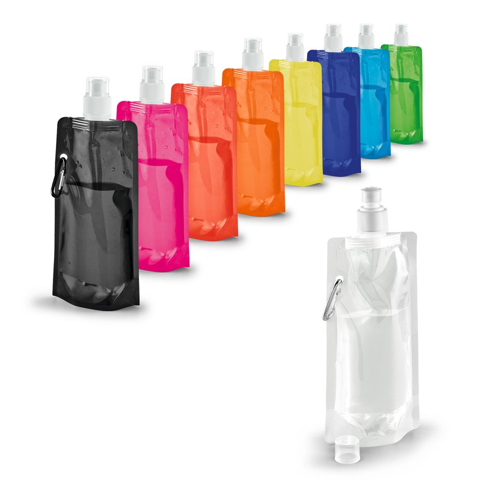Squeeze dobrável em PE com sistema "push-pull" e acabamento translúcido (460 mL) SP-94612-128 na cor Laranja