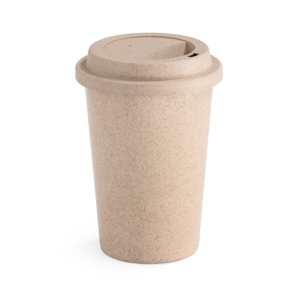 Copo para viagem em fibra de bambu (60%) e PP (40%) (450 mL) SP-94636-150 na cor Natural claro