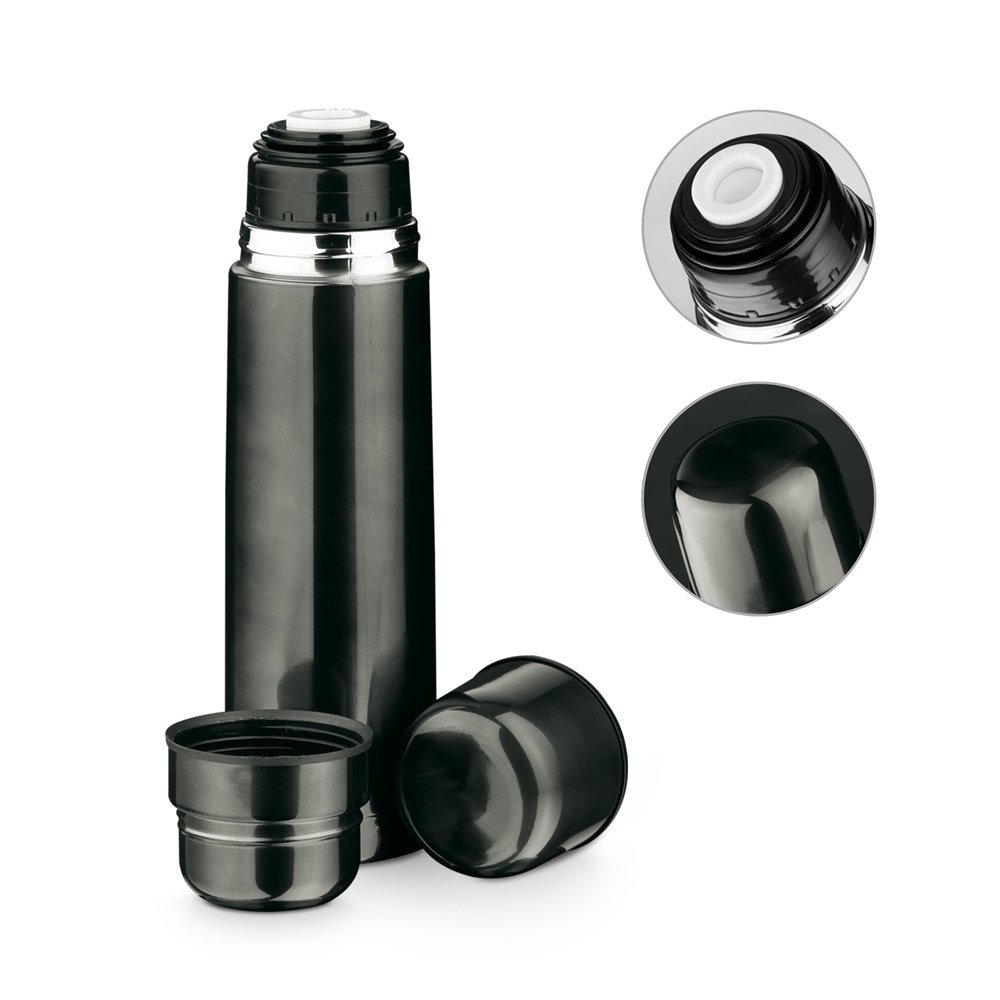 Garrafa em aço inox de parede dupla térmica, isolada a vácuo (750 mL) SP-94667-147 na cor Chumbo