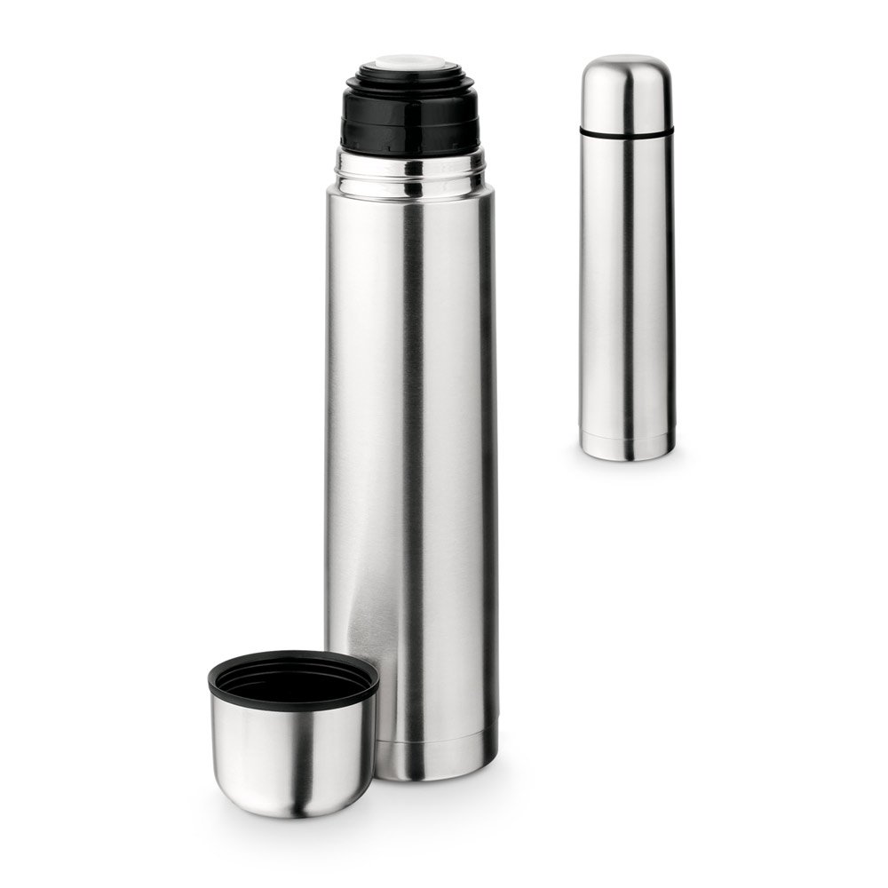 Garrafa térmica em aço inox de parede dupla isolada a vácuo (1 L) SP-94679-107 na cor Cromado