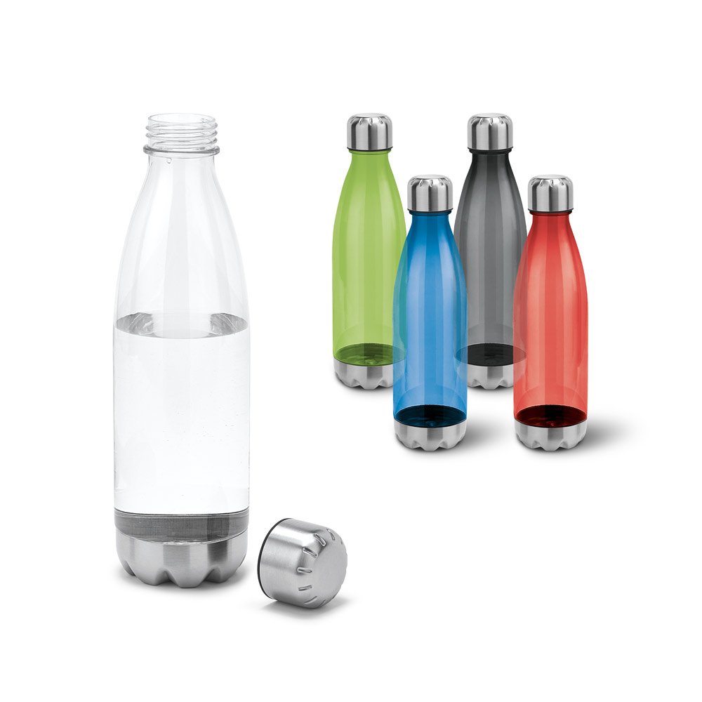 Squeeze em AS, com tampa e base em aço inox (700 mL) SP-94687-110 na cor Transparente