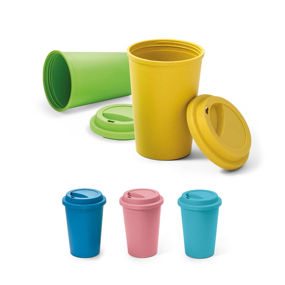 Copo para viagem em fibra de bambu (60%) e PP (40%) (450 mL) SP-94691-124 na cor Azul claro