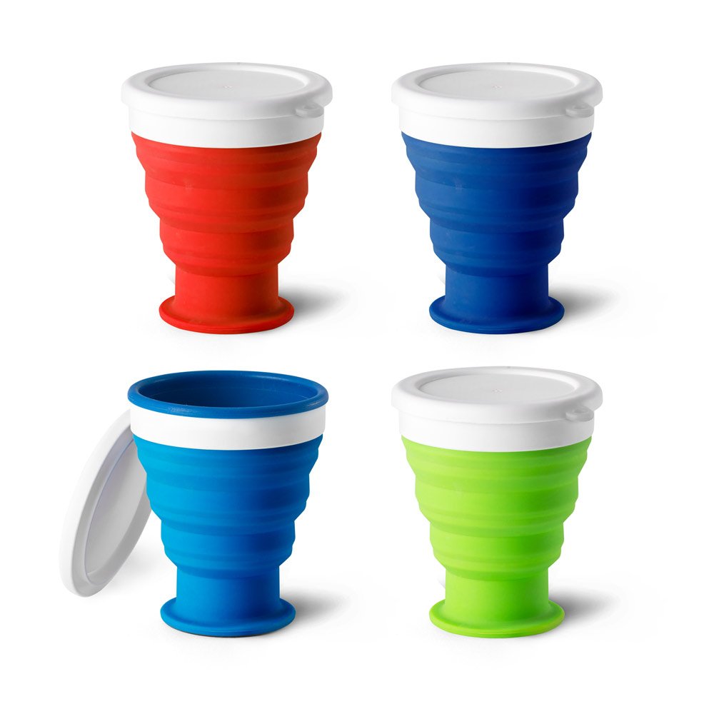 Copo de viagem em silicone e PP (400 mL) SP-94695-105 na cor Vermelho