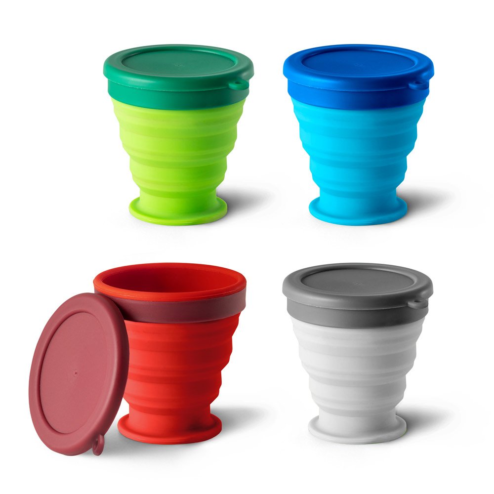 Copo de viagem em silicone com tampa em PP (240 mL) SP-94696-124 na cor Azul claro