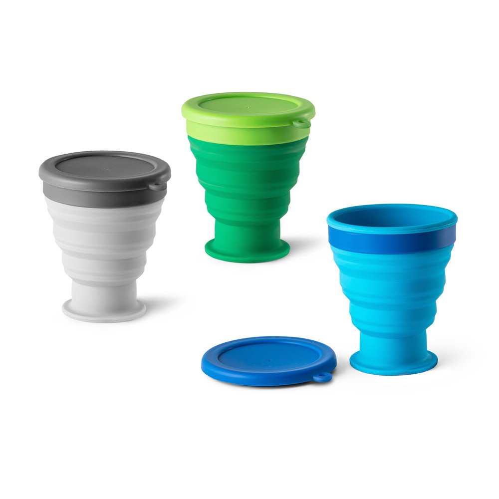Copo de viagem em silicone com tampa em PP (400 mL) SP-94697-124 na cor Azul claro