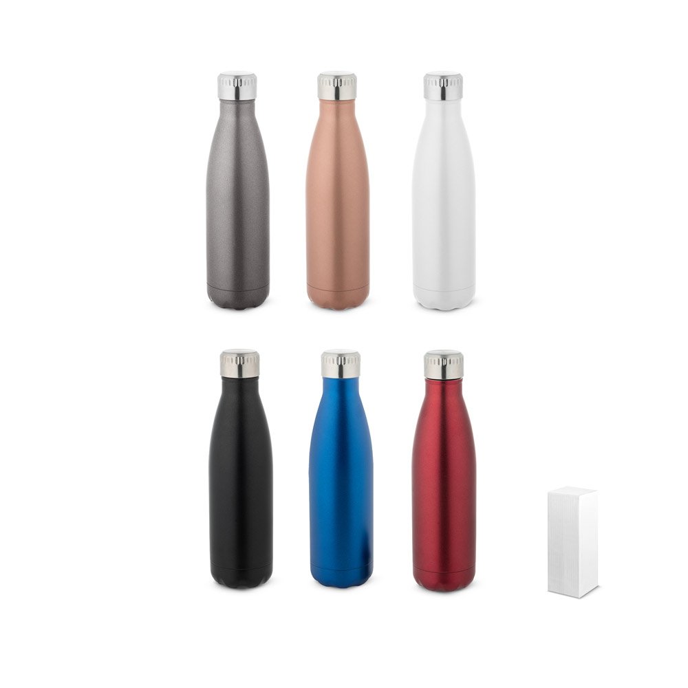 Garrafa térmica em aço inox de parede dupla isolada a vácuo (500 mL) SP-94771-167 na cor Champanhe