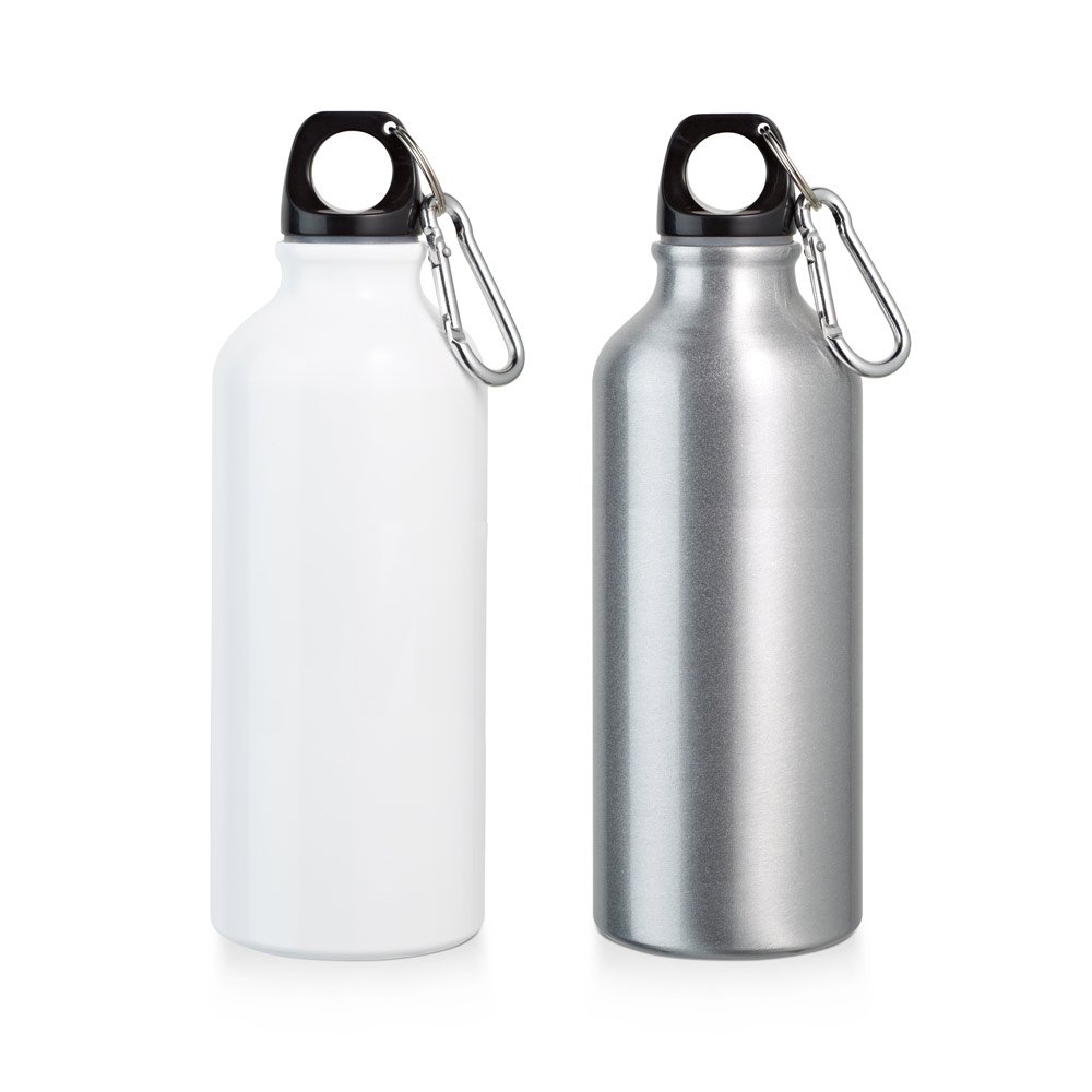 Squeeze em alumínio para sublimação com mosquetão (500 mL) SP-94960-127 na cor Cromado satinado