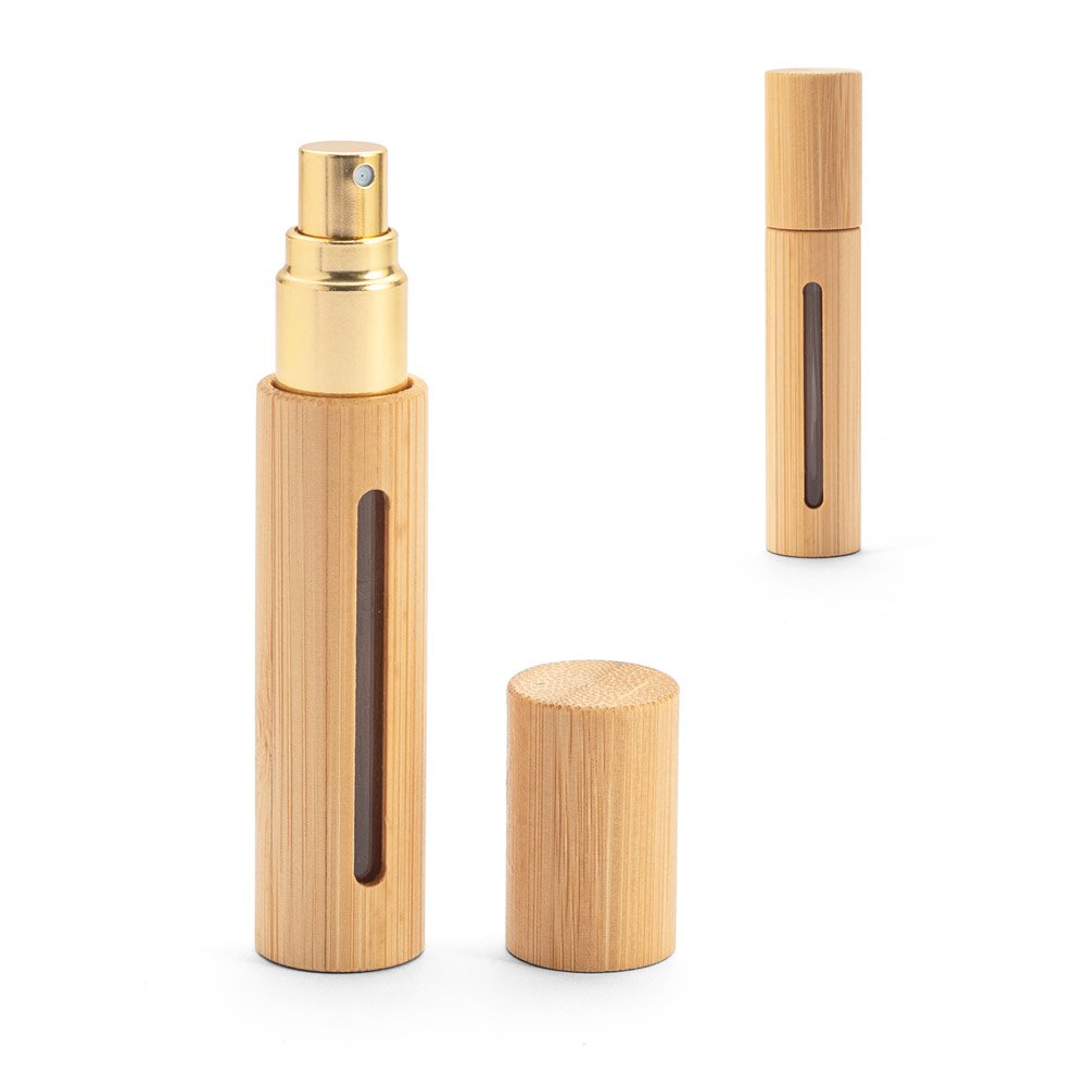 Borrifador de perfume recarregável, com invólucro em bambu natural SP-95114-160 na cor Natural