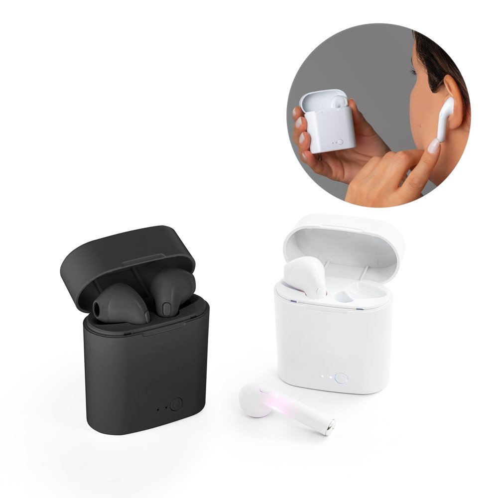 Fone de ouvido wireless com autonomia de 1h50 em ABS SP-97085-106 na cor Branco