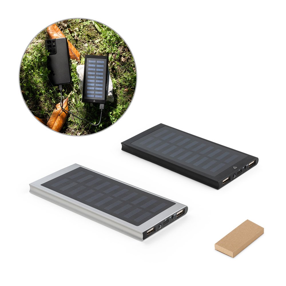 Bateria portátil em alumínio 100% reciclado (8 000 mAh) SP-97137-103 na cor Preto