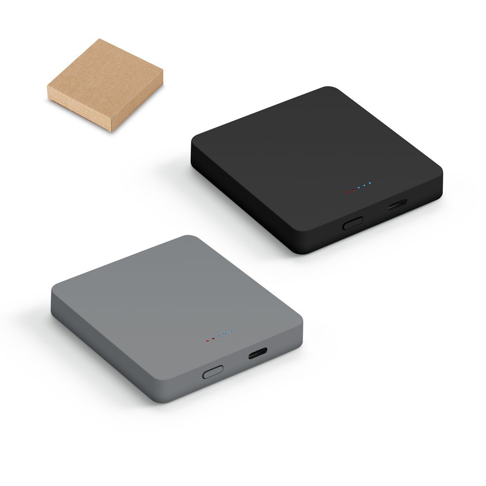 Bateria portátil com carregador por indução (wireless) em ABS 100% reciclado (5'000 mAh) SP-97171-107 na cor Cromado