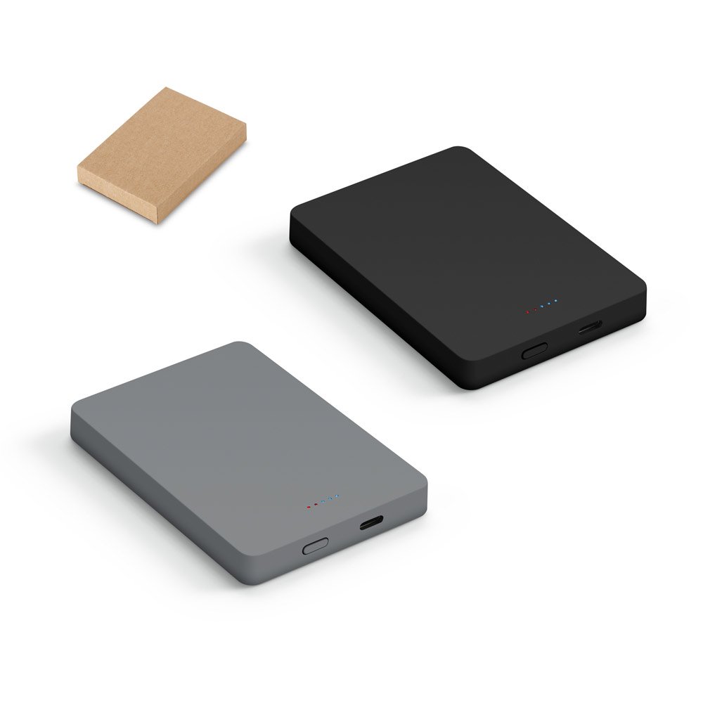 Bateria portátil com carregador por indução (wireless) em ABS 100% reciclado (10'000 mAh) SP-97172-107 na cor Cromado