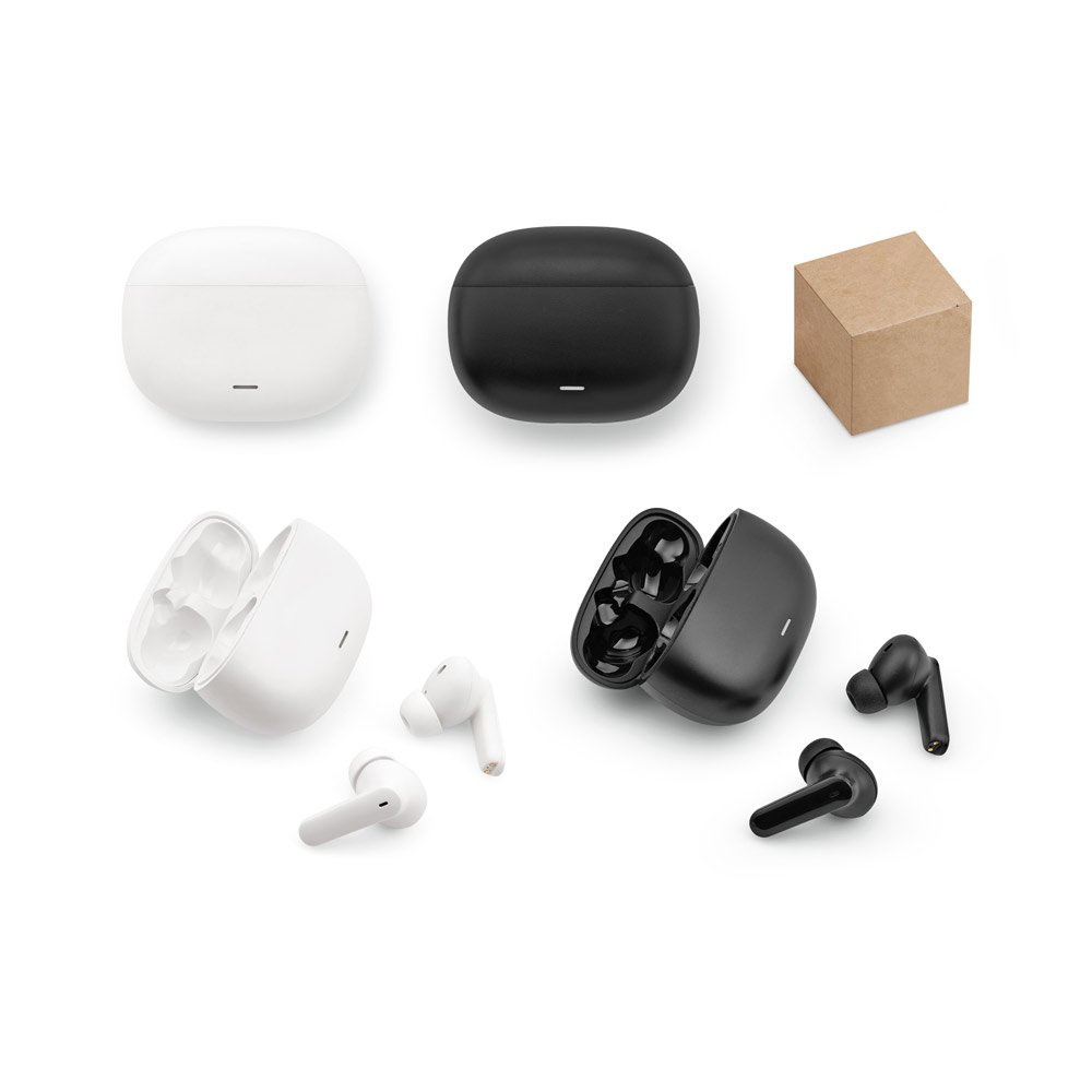 Fone de ouvido wireless com autonomia de 6h, em ABS 100% reciclado SP-97175-106 na cor Branco